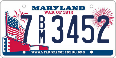 MD license plate 7BM3452