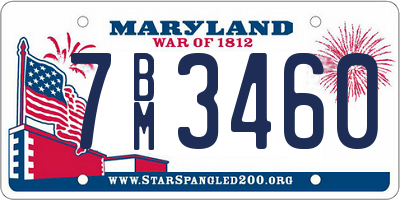 MD license plate 7BM3460