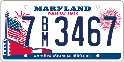 MD license plate 7BM3467