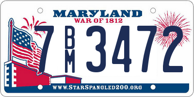 MD license plate 7BM3472