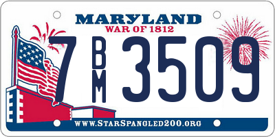 MD license plate 7BM3509