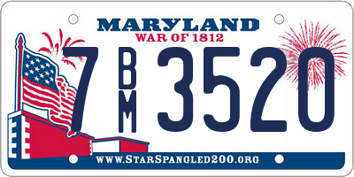 MD license plate 7BM3520