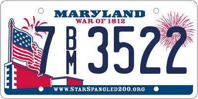MD license plate 7BM3522