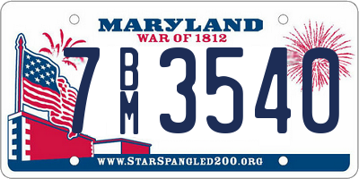 MD license plate 7BM3540