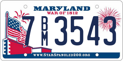 MD license plate 7BM3543