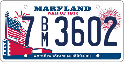 MD license plate 7BM3602