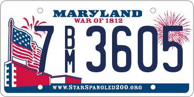 MD license plate 7BM3605