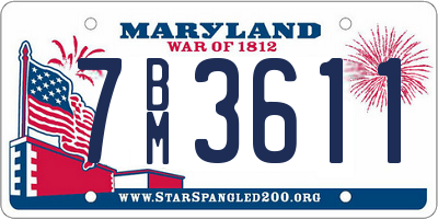 MD license plate 7BM3611
