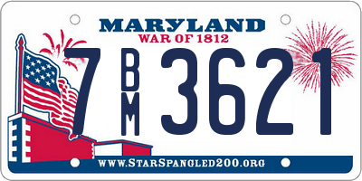 MD license plate 7BM3621