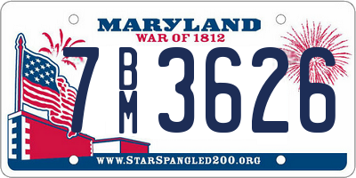 MD license plate 7BM3626