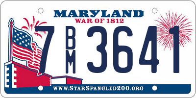 MD license plate 7BM3641