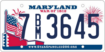 MD license plate 7BM3645