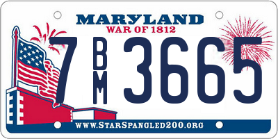MD license plate 7BM3665