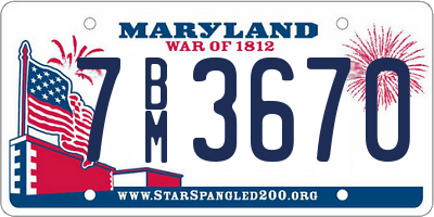 MD license plate 7BM3670
