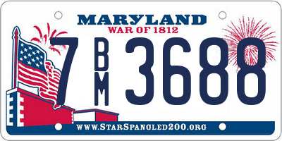 MD license plate 7BM3688