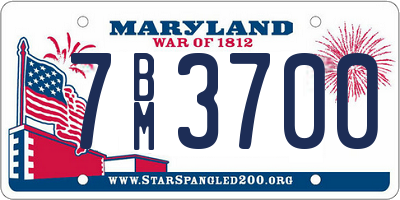 MD license plate 7BM3700