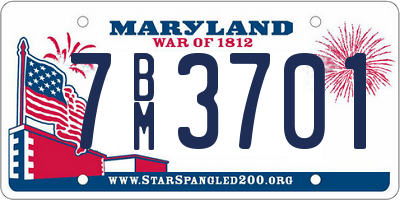 MD license plate 7BM3701