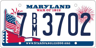 MD license plate 7BM3702