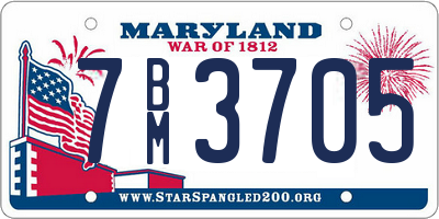 MD license plate 7BM3705