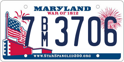 MD license plate 7BM3706