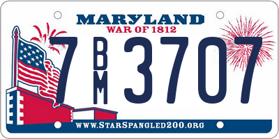 MD license plate 7BM3707