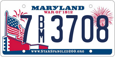 MD license plate 7BM3708