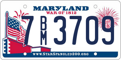 MD license plate 7BM3709