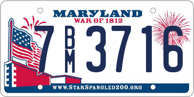 MD license plate 7BM3716