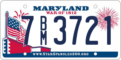 MD license plate 7BM3721