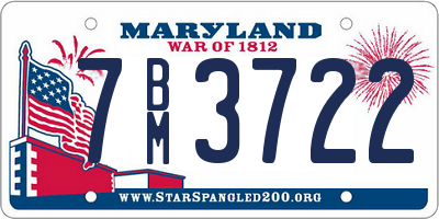 MD license plate 7BM3722