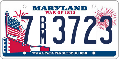 MD license plate 7BM3723