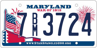 MD license plate 7BM3724