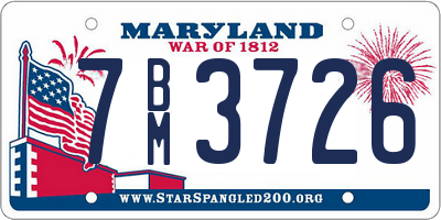 MD license plate 7BM3726