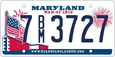 MD license plate 7BM3727