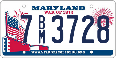 MD license plate 7BM3728