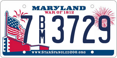 MD license plate 7BM3729