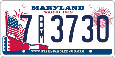 MD license plate 7BM3730