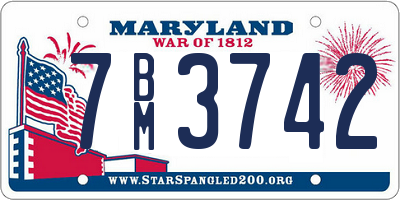 MD license plate 7BM3742