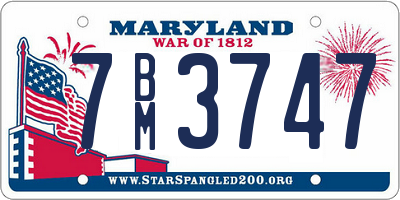 MD license plate 7BM3747