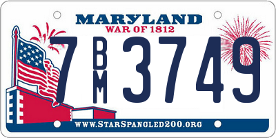 MD license plate 7BM3749