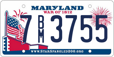 MD license plate 7BM3755