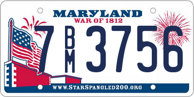 MD license plate 7BM3756