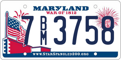 MD license plate 7BM3758