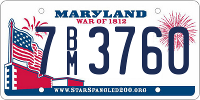 MD license plate 7BM3760