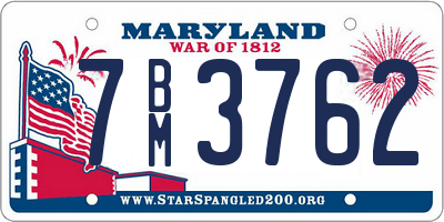 MD license plate 7BM3762