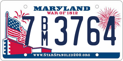 MD license plate 7BM3764