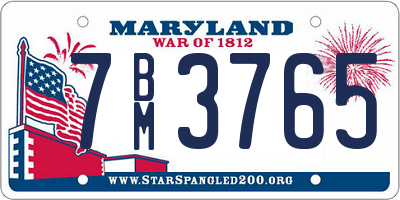 MD license plate 7BM3765