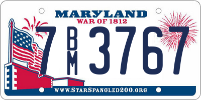 MD license plate 7BM3767