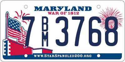 MD license plate 7BM3768