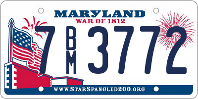 MD license plate 7BM3772